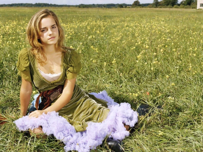 Emma Watson women outdoors dress grass actress celebrity