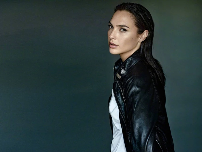 Gal Gadot model actress women jacket leather jackets one person