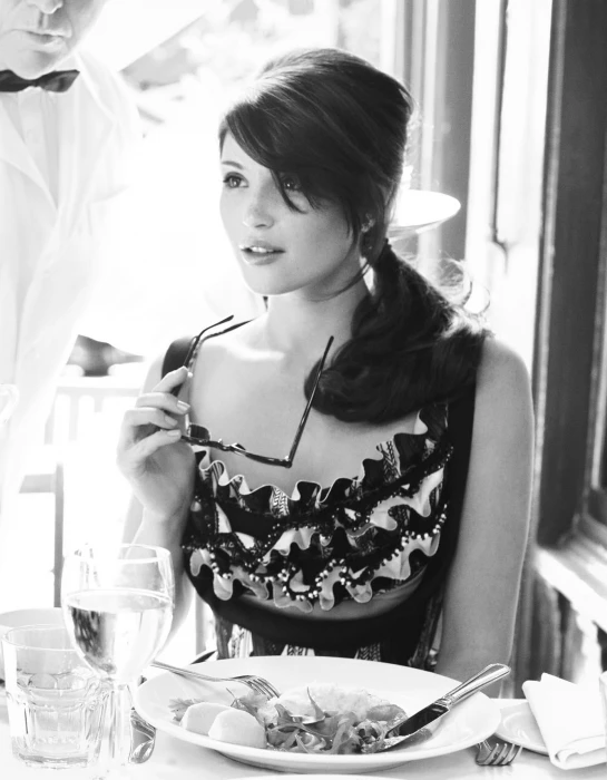 Gemma Arterton women monochrome with glasses actress