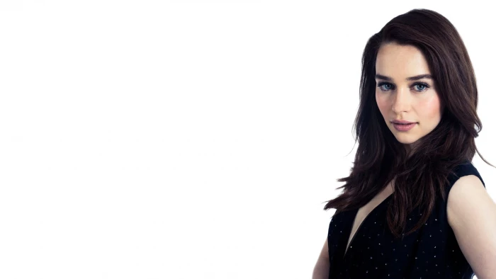 Emilia Clarke actress white background looking at viewer women