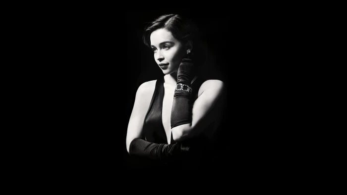 Emilia Clarke monochrome women brunette actress celebrity