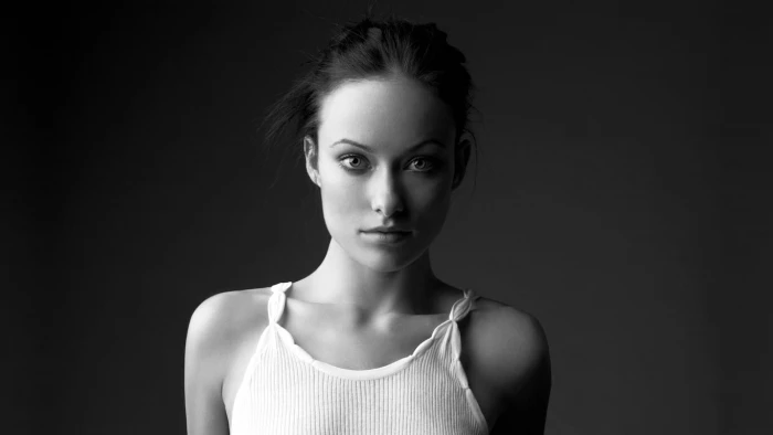 grayscale photo of women's top Olivia Wilde monochrome actress 39