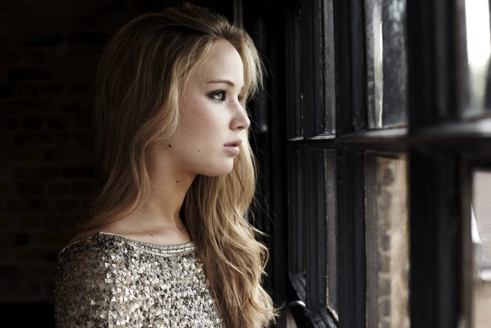 Jennifer Lawrence portrait women actress face profile 2k 4k 5k