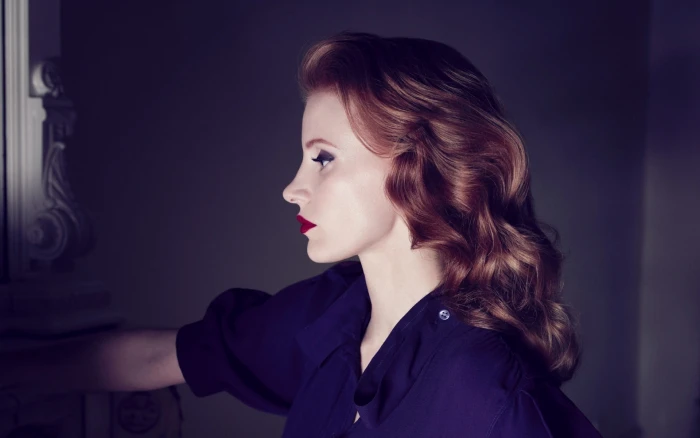 Jessica Chastain redhead profile lipstick women actress