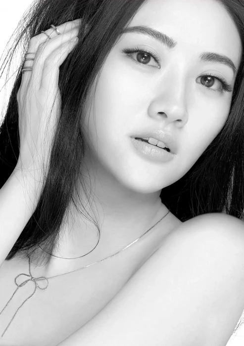Jing Tian women Asian actress necklace monochrome portrait