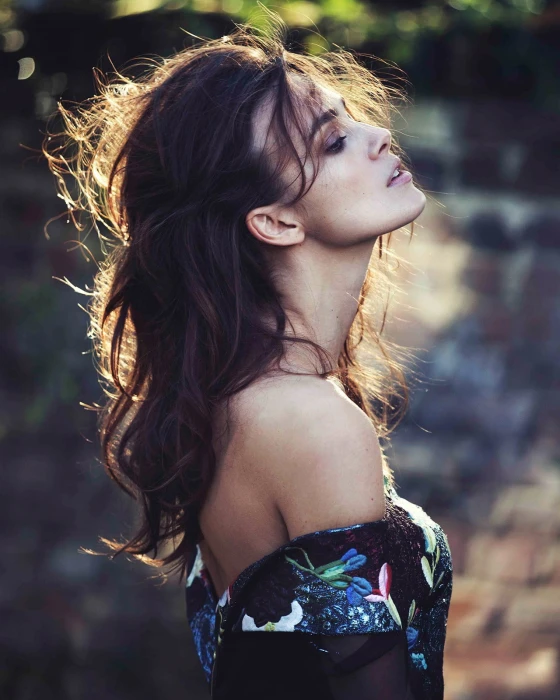 Keira Knightley brunette women actress bare shoulders hair