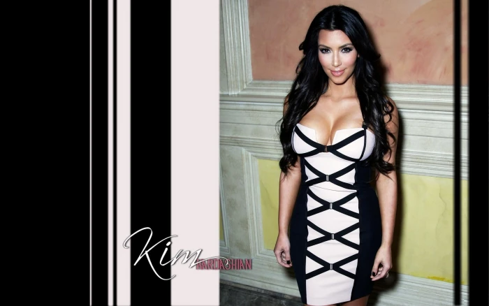 Kim Kardashian in beautiful dress women's white and black sweetheart