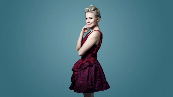 Kristen Bell celebrity red dress smirk women actress fashion