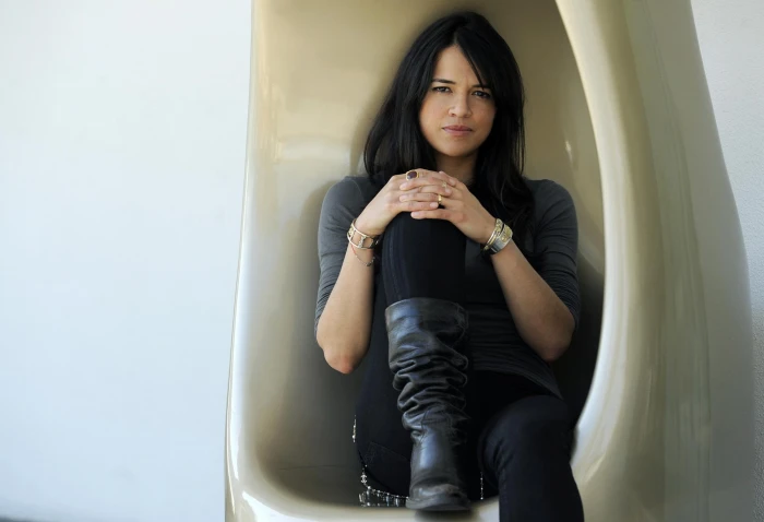 michelle rodriguez celebrity actress brunette women's black leather boots 2k