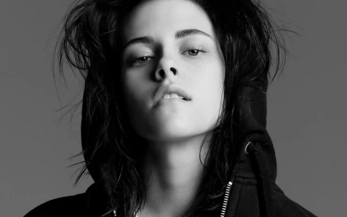 Kristen Stewart monochrome brunette women actress face