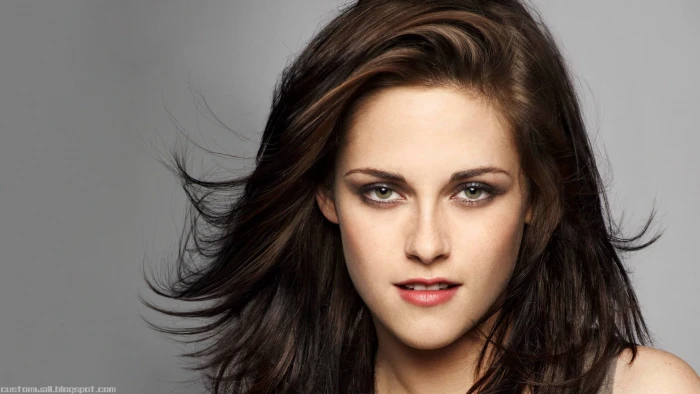 Kristen Stewart women green eyes brunette actress face looking at viewer