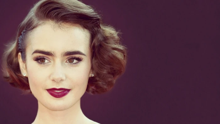 Lily Collins women actress portrait short hair brunette