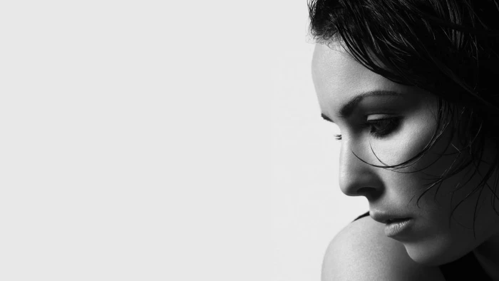 Noomi Rapace portrait women profile white background actress