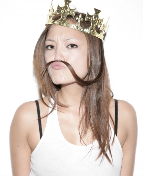 Pom Klementieff women actress crown white background portrait 96