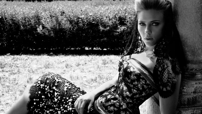 Scarlett Johansson women monochrome actress one person
