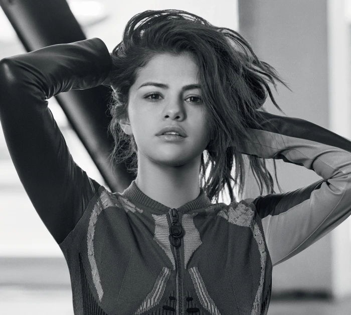 Singers Selena Gomez Actress Black and White Monochrome 2k