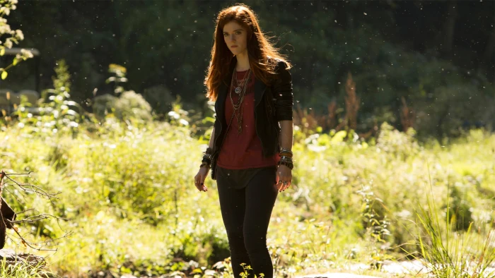 Rose Leslie redhead women outdoors black jackets actress 2k