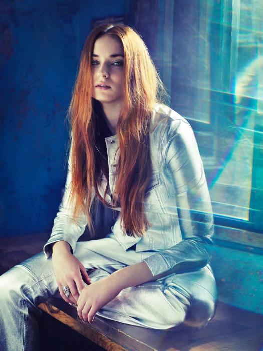 Sophie Turner actress redhead women jacket long hair hairstyle