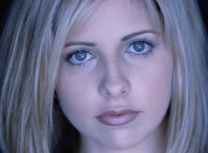 Sarah Michelle Gellar women actress blonde closeup blue eyes