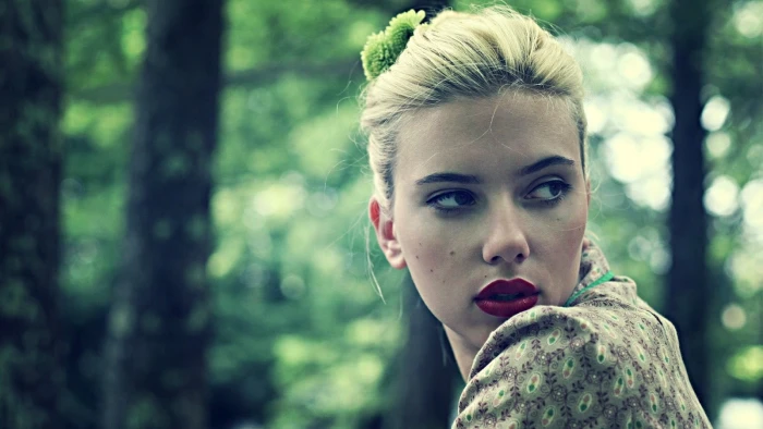 Scarlett Johansson women actress portrait forest one person