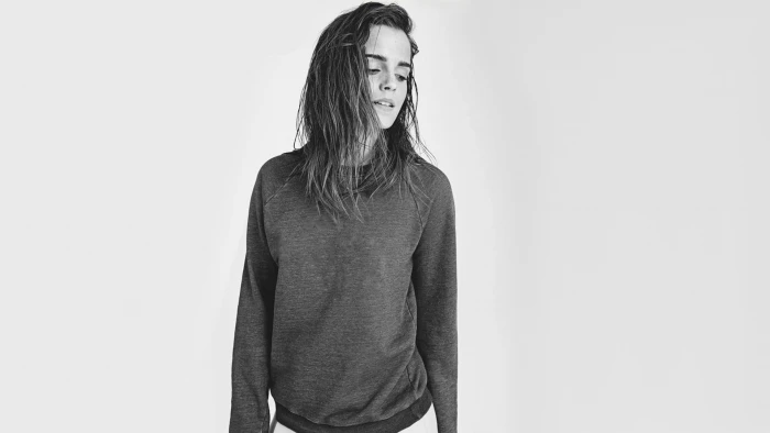 sweater women model actress Emma Watson celebrity monochrome