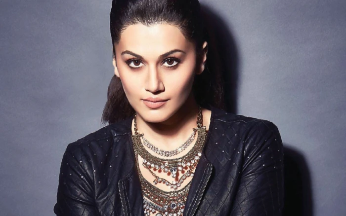 Taapsee Pannu women's black leather jacket Female Celebrities