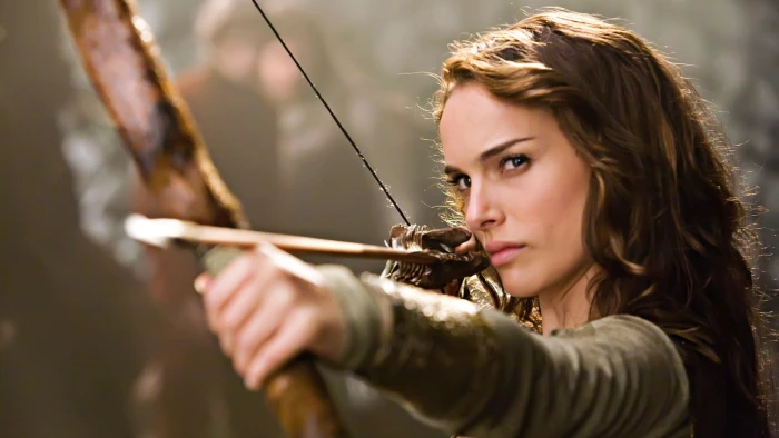 woman holding brown longbow Natalie Portman Your Highness actress