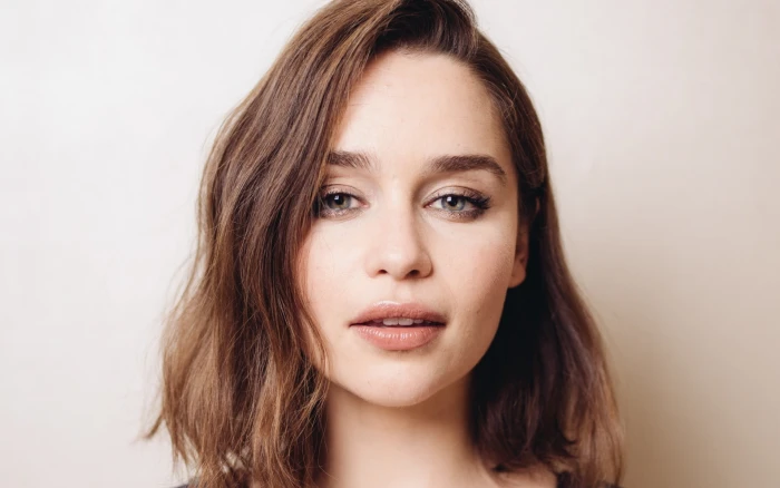 woman's face women auburn hair Emilia Clarke actress blue eyes