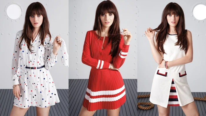 women collage Zooey Deschanel brunette dress actress dark hair 2k