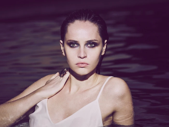 women Felicity Jones actress celebrity brunette wet hair