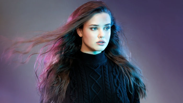 women's black turtleneck sweater katherine langford model brunette 2k