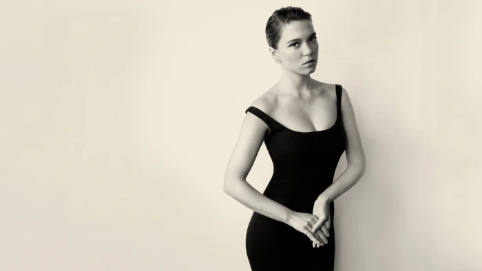 women's sleeveless bodycon dress L a Seydoux actress monochrome