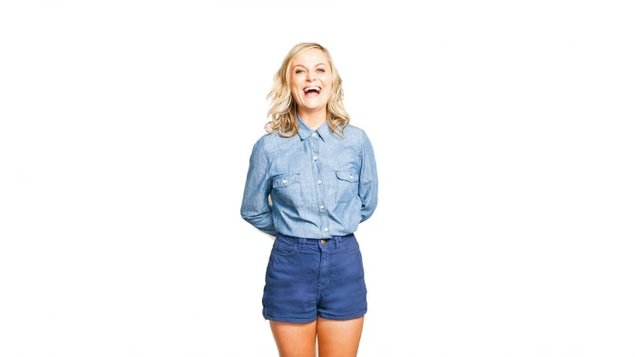 women's blue dress shirt Amy Poehler actress blonde blond hair