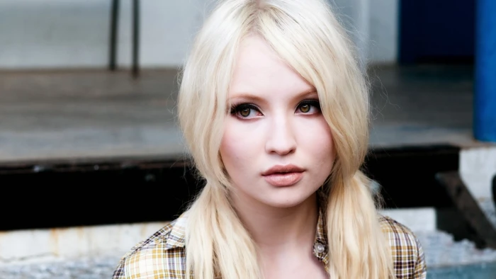 women's multicolored collared shirt blonde model face platinum