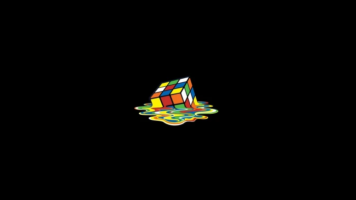 Rubik's cube illustration minimalism simple background 2k