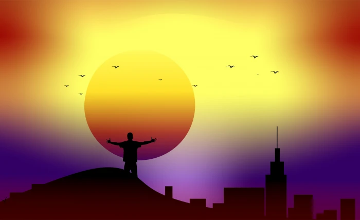 Alone Silhouette Sunset CGI 2k 4k 5k 8k 10k