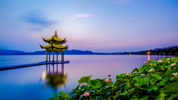 uhd asia zhejiang hangzhou xihu west lake chinese pavilion 2k 4k 5k