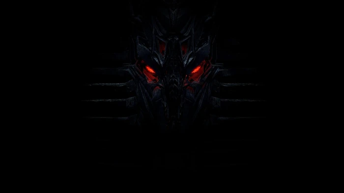 Transformer Megatron illustration red eyes black dark background