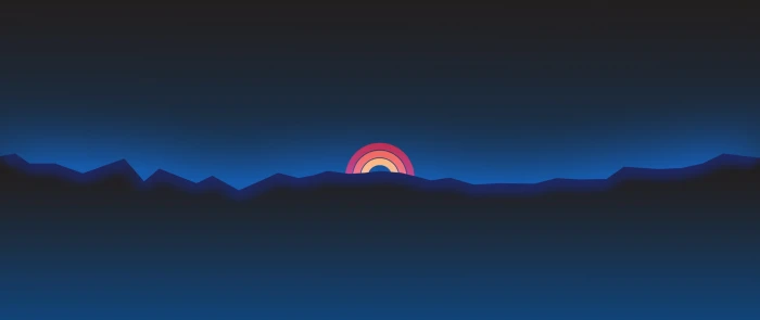 minimalism ultra wide sunset Retro style mountains neon 2k