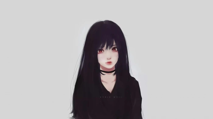 anime girls black hair Kyrie Meii portrait looking at camera 2k