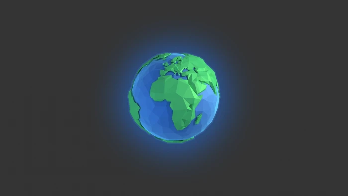 planet earth illustration low poly minimalism digital art 2k