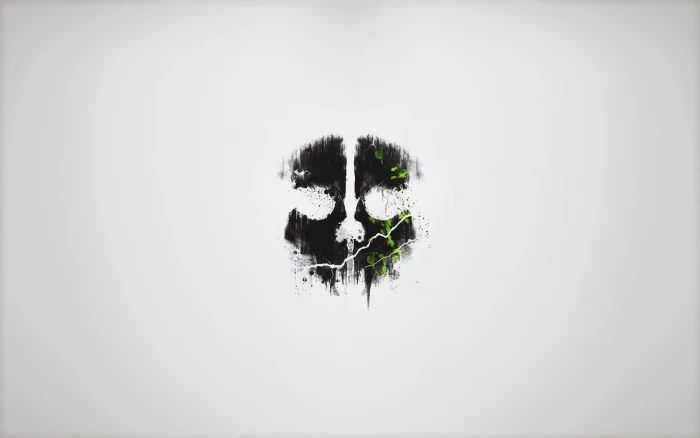 black skull illustration Call of Duty Ghosts minimalism gray 2k