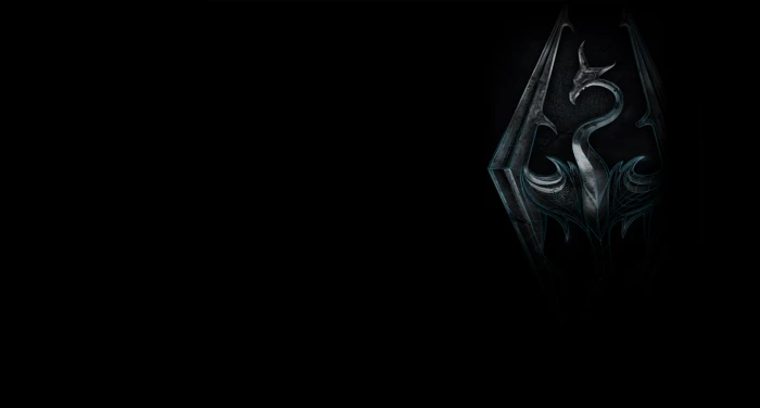 The Elder Scrolls V Skyrim video games logo black background 2k