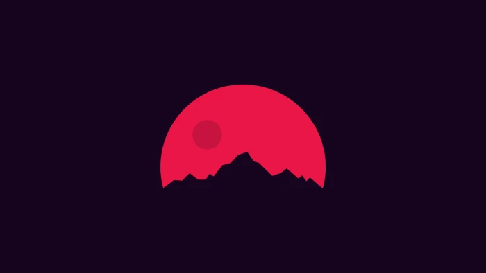 red moon illustration full behind mountain mountains 2k 4k