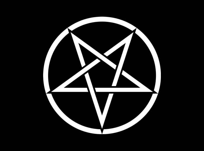 round black and white logo Satanism pentagram shape geometric 2k