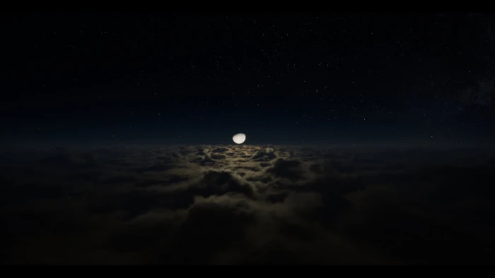 black and gray laptop computer night sky clouds Moon rendering 2k