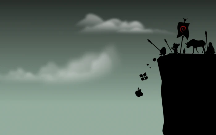 Apple logo Linux GNU Debian sky cloud nature flying 2k