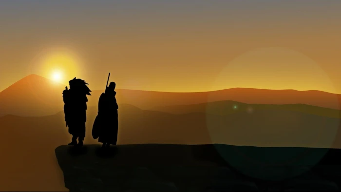 silhouette of two standing persons Naruto Shippuuden Uchiha Madara 2k