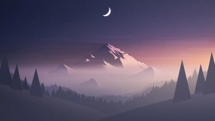 artwork digital art nature mountains Moon crescent moon 2k