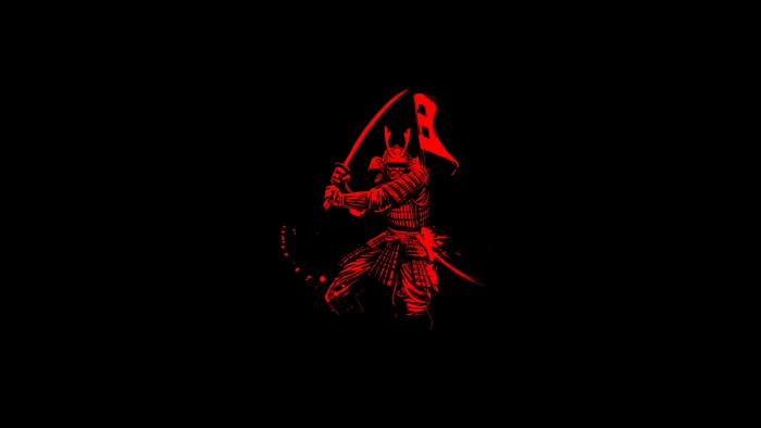 red samuarai illustration background katana warrior samurai 2k
